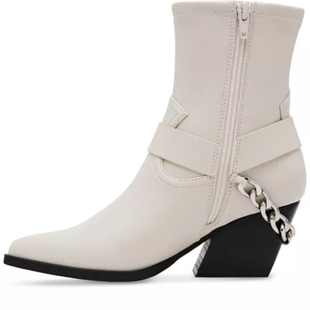Dolce Vita Cream Ankle Boots with Chain Detail - Picture 4 of 11